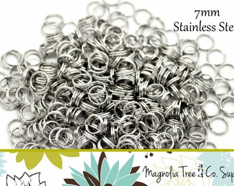 Stainless steel split rings, 150 pcs, 7mm split ring, double loop connector, jewelry finding, jump ring (SR70-150)