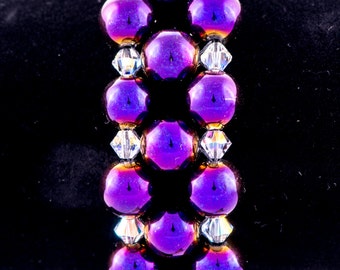 Purple Coated Black Agate Bracelet