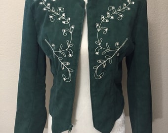 Vintage Western Style Green Embellished Jacket