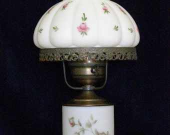 Vintage, Hand-Painted, 3-Way Hurricane Lamp