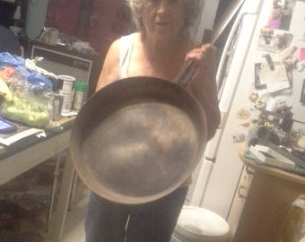 HUGE hand wrought antique skillet made by Sam Abrams of Sayville New York in the 1950's