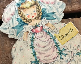Vintage Hallmark Doll Card, Unused, Cinderella, Hallmark Dolls, Hallmark Collectors Paper Doll, Land of Make Believe Doll Card, Fairy Tale