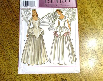 RETRO 1940s Wedding Gown w/ Sweetheart Neckline & Peplum - Plus Size (14 - 20) - Rare UNCUT ff Sewing Pattern Simplicity 8886