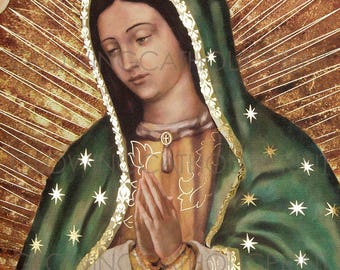 Our Lady of Guadalupe Virgin Mary Religious Art Prints that GLOW (Half Body Image)