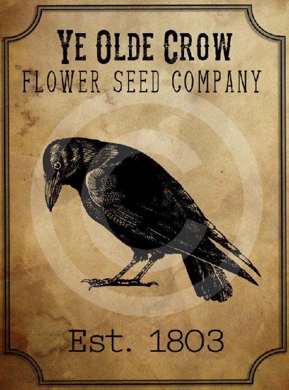 Primitive Old Crow Seed Company-Printable Digital Feedsack