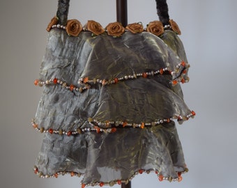 Beautiful Mary Frances Velvet Ruffled Rosette Handbag