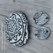 1/2 Off 3 piece Pottery Bead Set, The Elli with 2 matching oval beads for earrings in a black and white paisley print