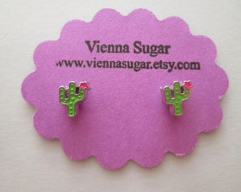 Southwest Saguaro Cactus Magnetic or Pierced Stud Earrings