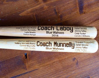 Engraved Miniature Coach Baseball Bat, Coach's Baseball Bats, Custom Baseball Bat, Baseball Coach Gift, Softball Coach Gift , 17" bat