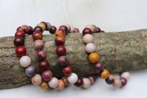 Mookaite Bracelet, Elastic Mookaite Jasper Bracelet, Unisex Crystal Healing Bracelet, Mens Crystal Bracelet, Mookaite Jewelry, Yoga Bracelet