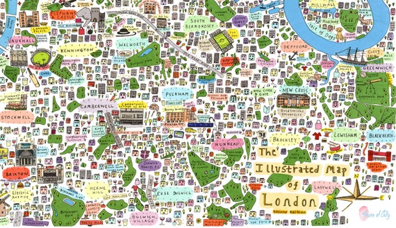 illustrated map of south east london