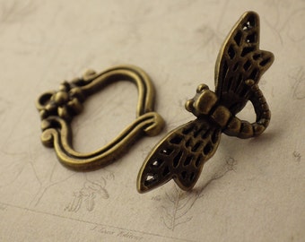 1 x Dragonfly Clasp, Quality Toggle Clasp, Bronze 3D Bracelet Clasp, Nature Animal Necklace Clasp, UK Jewelry Making Supplies & Findings