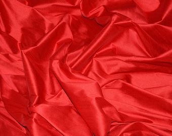 55" Wide - RED Premium Faux Silk Fabric - Shantung Dupioni Faux Silk Fabric - By the Yard