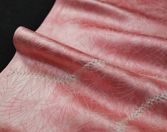 13.7"w. x 23.3"l. Japanese vintage silk kimono fabric flower in pink shibori 3103I