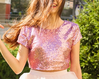 9 colors Gold Silver Blush SEQUIN TOP, pink sequin top,party top,sequined top,New Year's sequined top, Bridesmaids blouse, Bridesmaids sequi