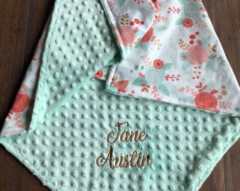 Baby Blanket, Baby Girl Blanket, Baby Girl Gift, Personalized or Monogrammed Blanket, Baby Shower Gift, New Born Gift, Toddler Blanket