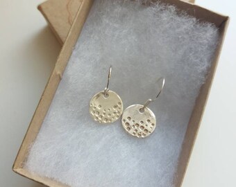Fine silver circle drop for earrings