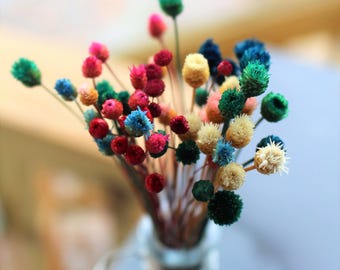 Happy flowers-45 stems or more here-Tiny dried flowers-Dried Mini Wedding flowers-pink-purple-yellow-green small flowers