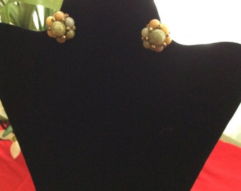 Vintage Cluster Bead Earrings clip on