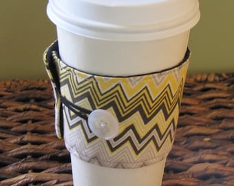 Yellow Chevron Coffee Sleeve Cup Cozy