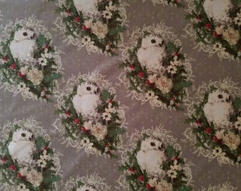 Holiday Owl Cotton Fabric (1 yard 33 inches)