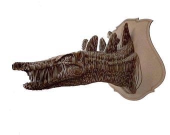 Cardboard Kentrosaurus trophy head