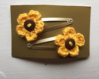 Handmade Crochet Flower Hair Clips