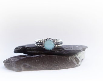 Gothic Crown Aventurine Sterling Silver Ring Stack ~ statement ring, stacking, gemstone, unique, gothic, oxidised, oxidized, stackable