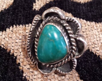 Sterling silver native American turquoise ring, size 7