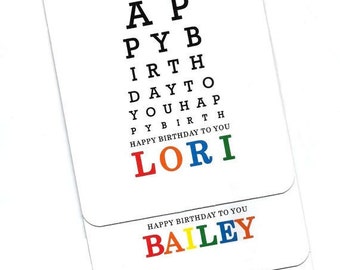 Eye Chart Card.Make A Wish.Happy Birthday.Eye