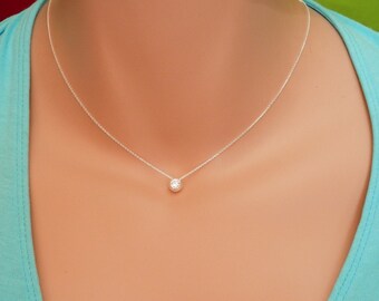 Tiny diamond necklace April birthstone diamond choker dainty diamond necklace delicate necklace bridesmaid gift tiny CZ necklace minimalist