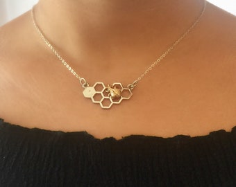Bee and Honeycomb Necklace