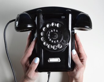 Rotary Phone, Antique Wall Mount Telephone, Soviet Russian Retro Phone, Anique Rotary Phone, Working Retro Phone, 60s Industrial Loft Decor