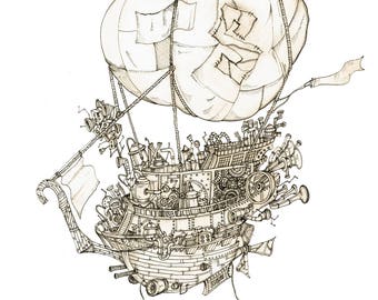 Men's Steampunk T-shirt Airship