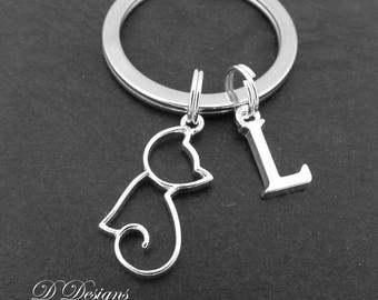 Cat KeyRing, Cat KeyChain, Kitten Key Chain, Animal KeyChain, Personalised Cat Key chain, Cat Gifts
