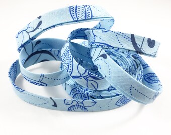 Baby Blue Floral 1/2" Double Fold Bias Tape