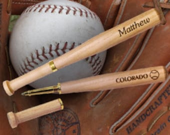 Unique Baseball Bat Pen - Engraved with YOUR NAME, TEAM, website etc.