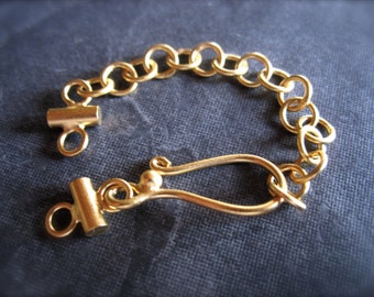 Vermeil hook and eye clasp - extender clasp - double gold plate over sterling silver