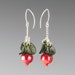 Pomegranate Earrings lampwork bead jewelry hand blown glass art birthday gift, Mother's Day gift for gardener, cook, chef, gourmet