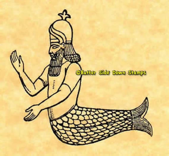 Mesopotamian Fish God Dagon Rubber Stamp