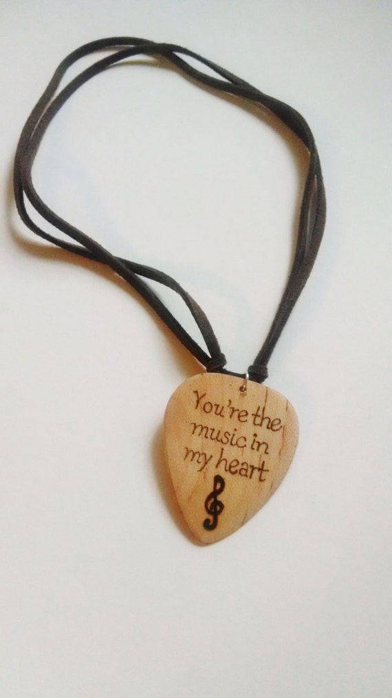 Items similar to Personalized Guitar Pick Necklace, Wood Guitar Pick on