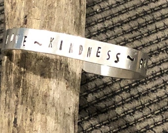 LOVE-KINDNESS-FORGIVENESS Bracelet-Hand Stamped-Free Shipping
