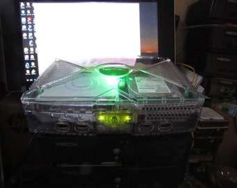 XBox Original Classic Modified With Clear "Ghost" Case & Larger Hard Drive Loaded With 1000's Of Games