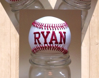 Personalized Baseball, Embroidered Baseball, Birthday gift for dad, Gift for Him, baseball embroidery, Baseball Team Gift sports baby shower
