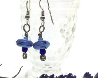 Blue - Purple Lampwork Glass Earrings