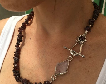 Bordeaux garnet necklace, Garnet beads, Silver necklace, Bordeaux garnet gemstone, Bordeaux necklace, Garnet necklace, Bordeaux Beads,