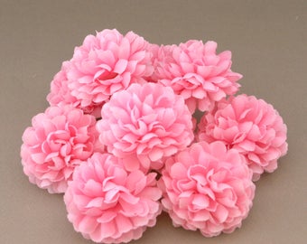 Light Pink Pom Pom Carnations - 25 count - Artificial Flowers, Silk Flowers