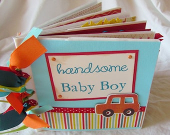 BABY BOY Premade Scrapbook Mini Album -- PaPeR BaG -- YoU PiCK choose your paper collection - baby boy first year, unique baby shower gift