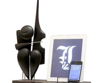 Contrabass player docking station, gifts for men, docking station, dual dock, FREE SHIPPING, wedding gift, tablet and phone stand and dock