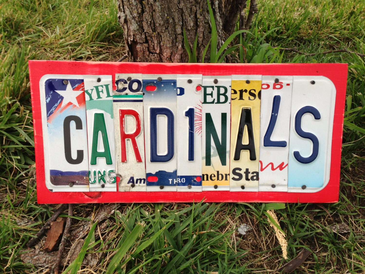 CARDINALS Custom Recycled License Plate Art Sign Ooak St Louis
